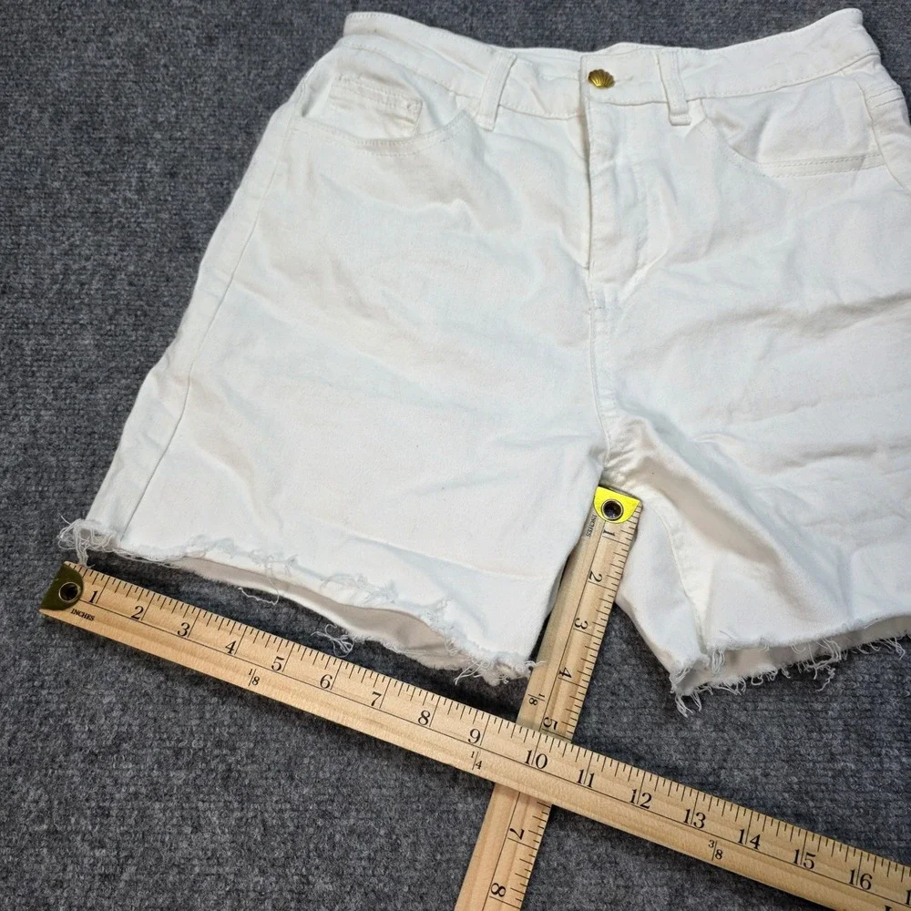 OAT‎ New York White High Rise Raw Hem Denim Shorts Size 8 29 50024-SJ